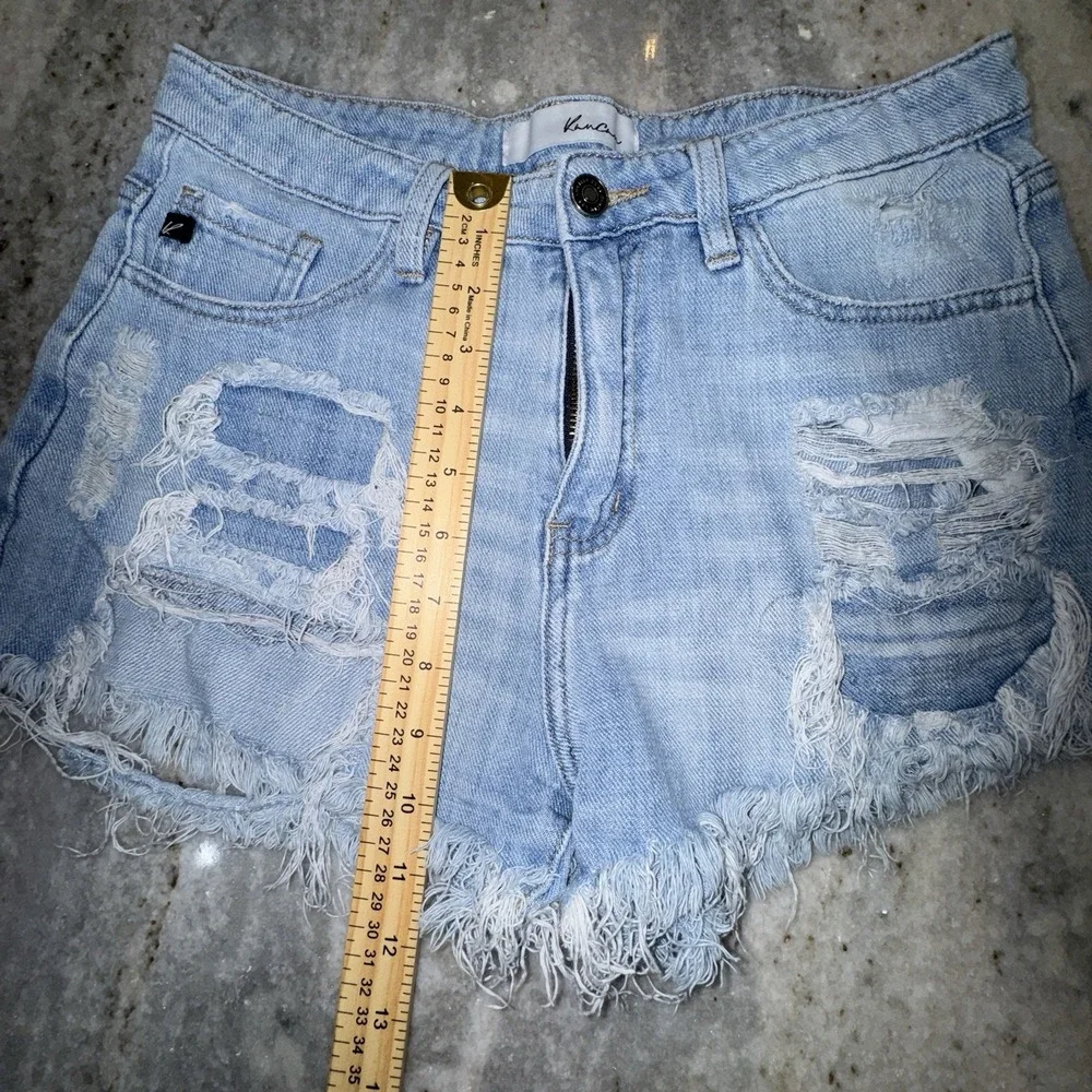 KanCan Denim Jean Shorts Distressed Shorty Light Wash High Rise Sz 29